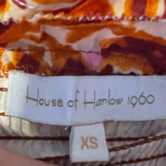 HOUSE OF HARLOW Zoey Smocked Ruffle Tiered Maxi Dress XS Orange Red - Picture 3 of 4